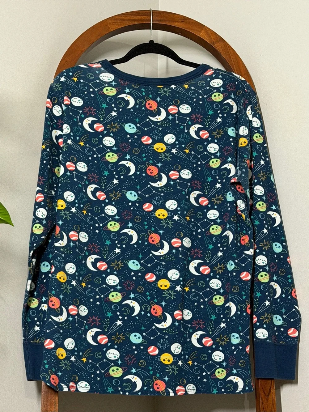 The Company Store XXL Blue Organic Cotton Space Long Sleeve Pajama Set